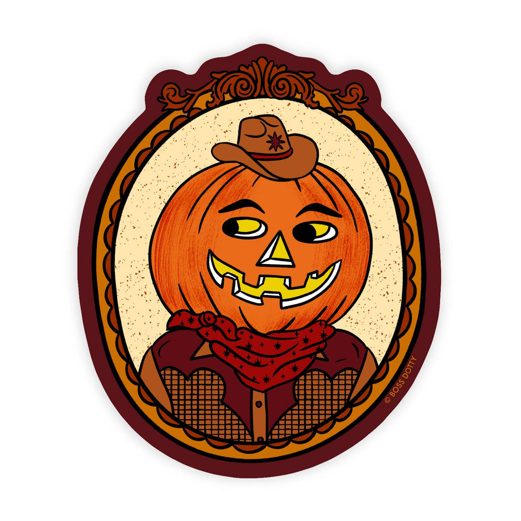 Cowboy Jack-O-Lantern Sticker - Freshie & Zero Studio Shop