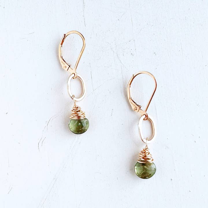peridot bay gemstone drop earrings - Freshie & Zero Studio Shop