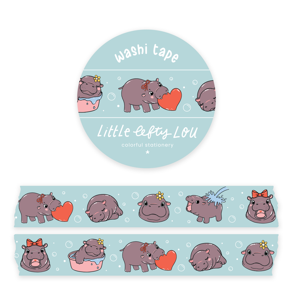 Baby Pygmy Hippo Washi Tape - Freshie & Zero Studio Shop