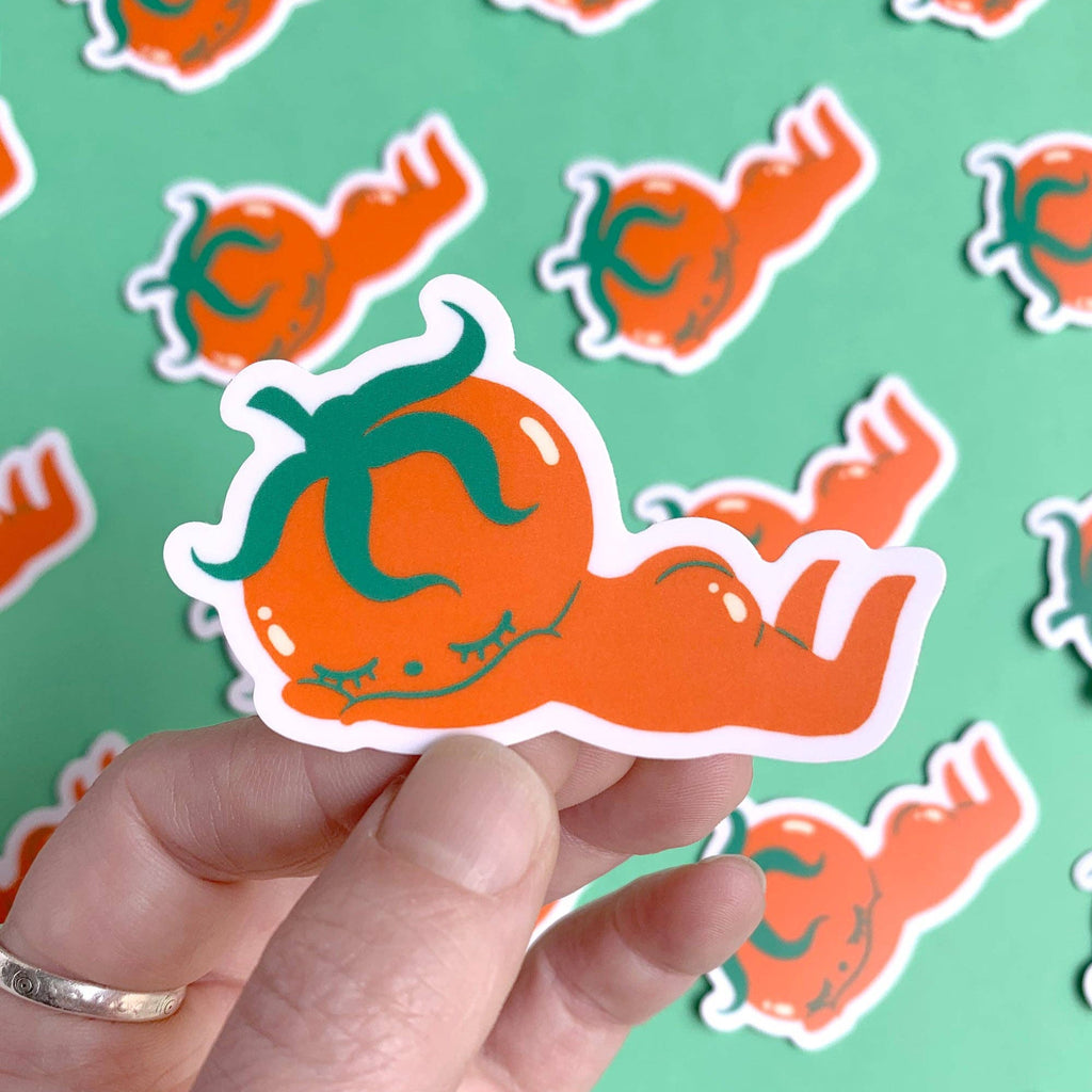 Sleepy Tomato Vinyl Sticker - Freshie & Zero Studio Shop