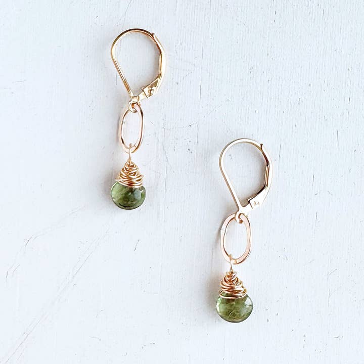 peridot bay gemstone drop earrings - Freshie & Zero Studio Shop