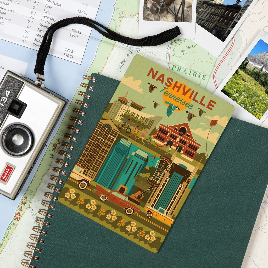 Nashville Geometric City Wooden Postcard - Freshie & Zero Studio Shop