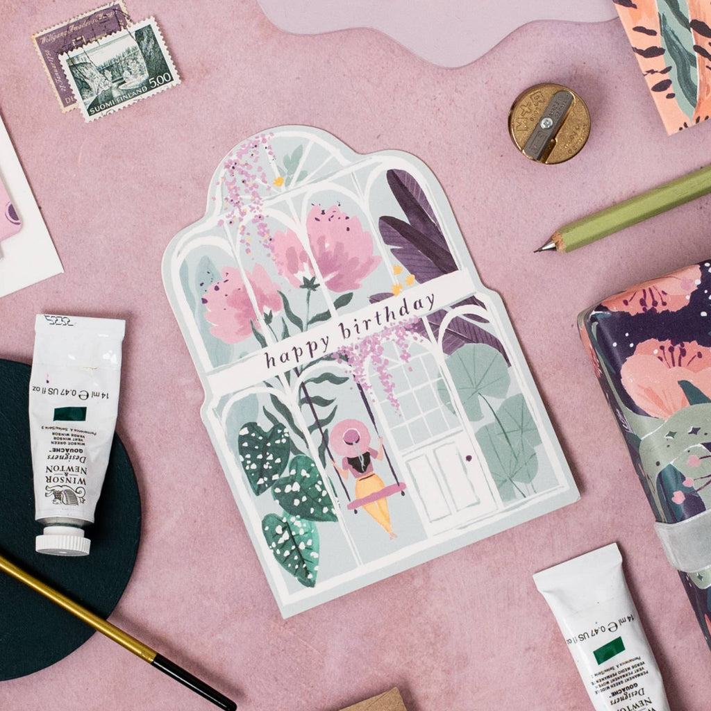 Greenhouse Birthday Card - Freshie & Zero Studio Shop