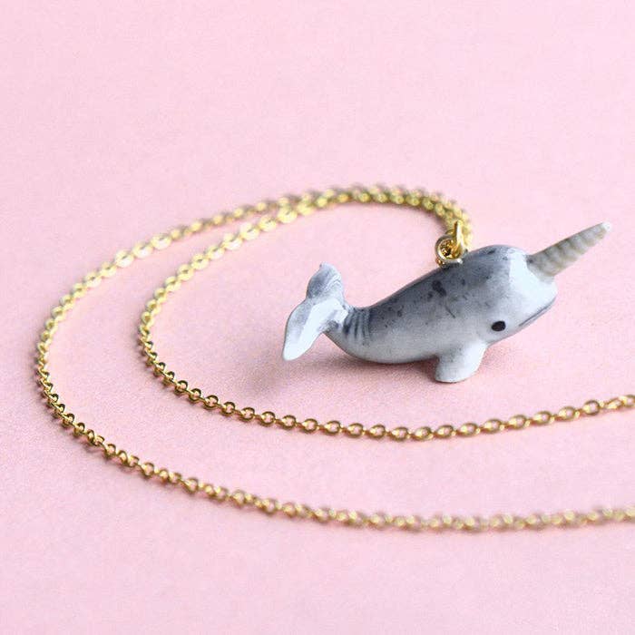 Narwhal Porcelain Charm Necklace - Freshie & Zero Studio Shop