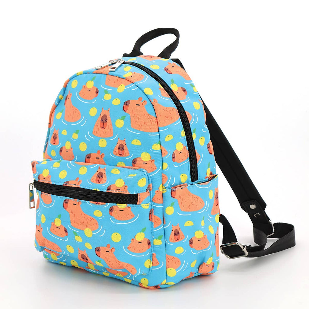 Mini Blue Backpack - Cute Capybaras - Freshie & Zero Studio Shop
