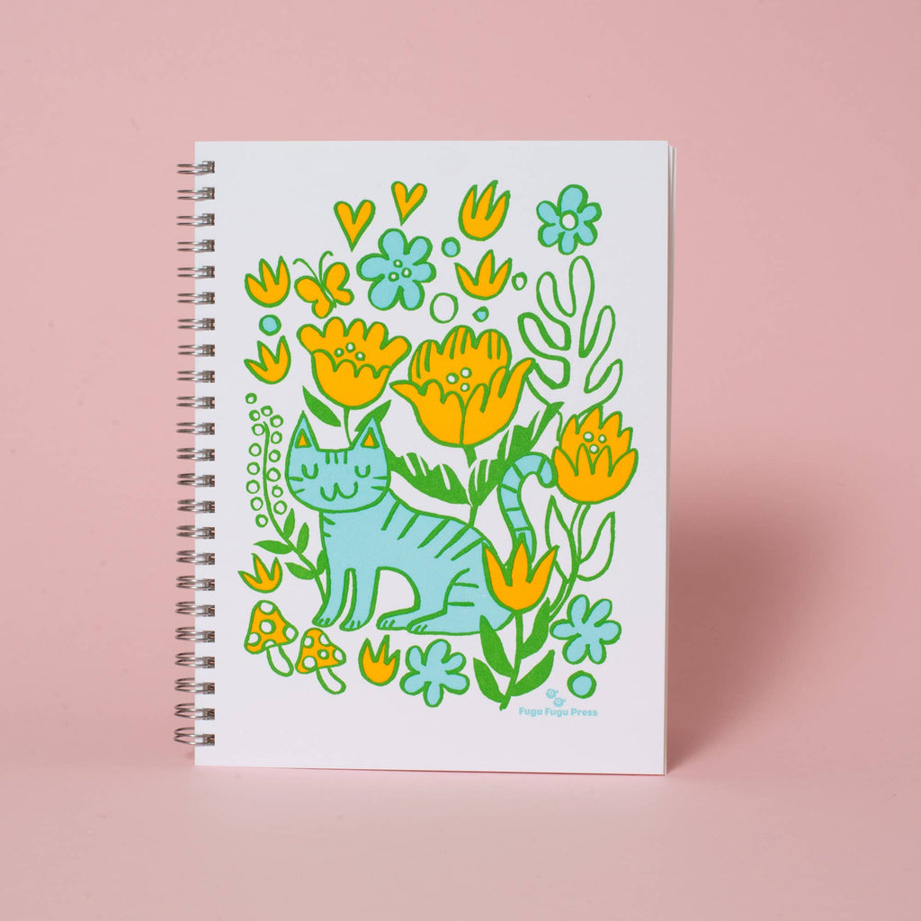 Cat Garden Letterpress Blank Notebook - Freshie & Zero Studio Shop