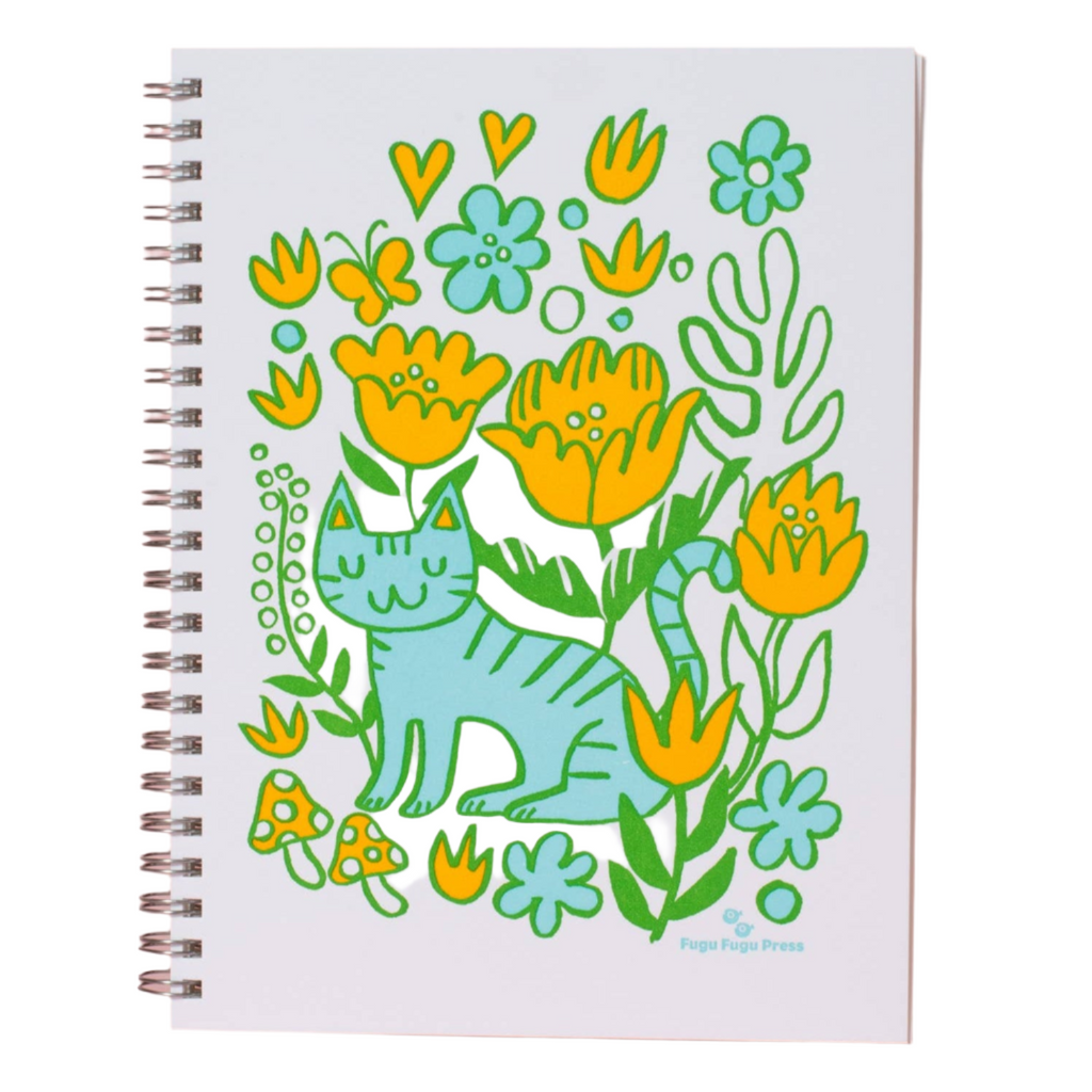 Cat Garden Letterpress Blank Notebook - Freshie & Zero Studio Shop