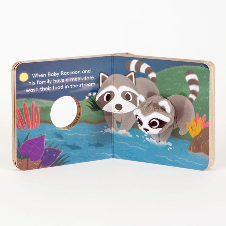 Baby Raccoon Finger Puppet Board Book - Freshie & Zero Studio Shop