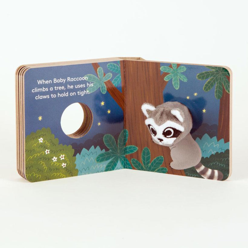 Baby Raccoon Finger Puppet Board Book - Freshie & Zero Studio Shop