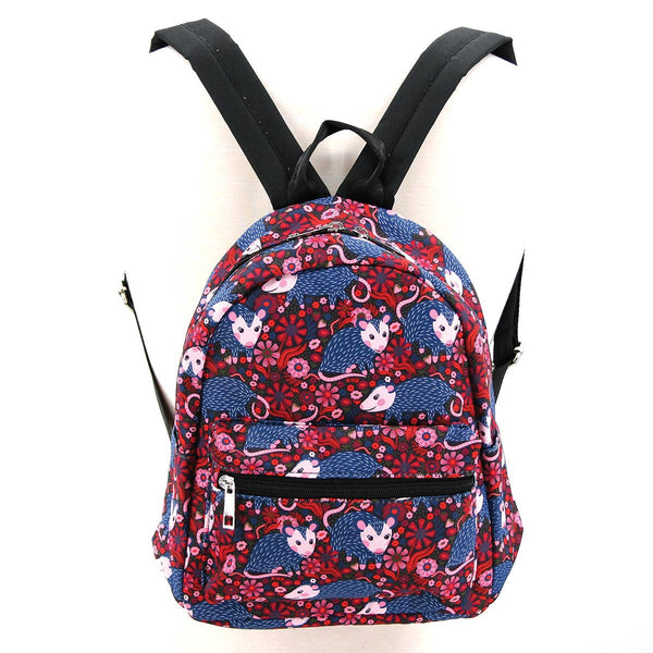 Mini Black Backpack - Floral Pretty Possums - Freshie & Zero Studio Shop