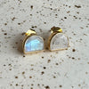 Half Moon Gemstone Stud Earrings: Moonstone - Freshie & Zero Studio Shop