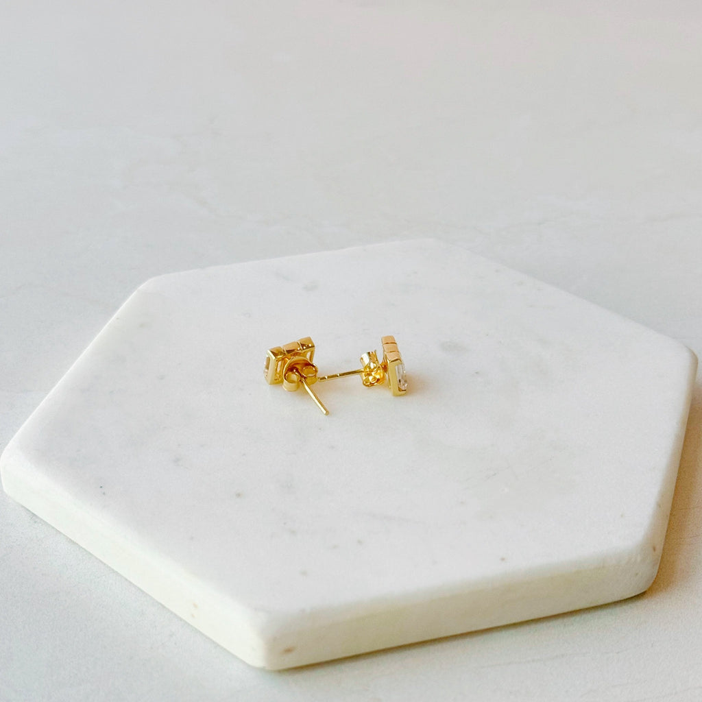 Triple Baguette Blue Topaz Stud Earrings - Freshie & Zero Studio Shop