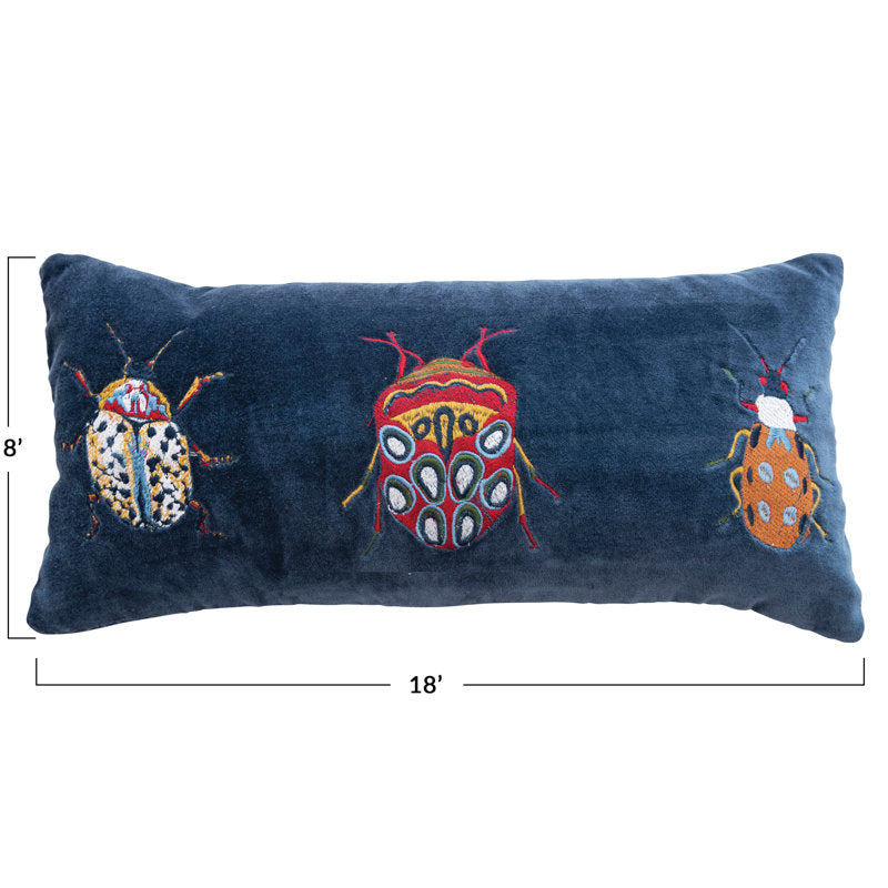 Velvet Embroidered Beetle Pillow - Freshie & Zero Studio Shop