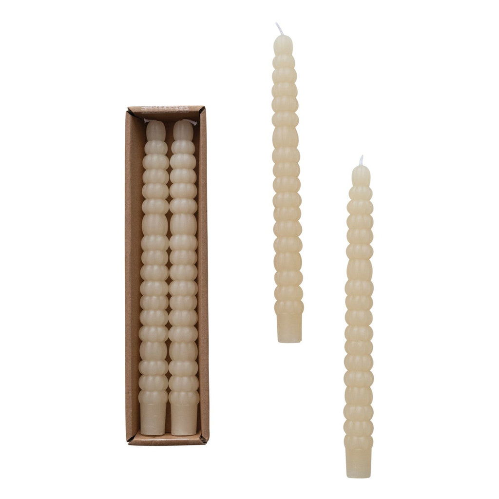 Ivory Pumpkin Shaped 10" Taper Candles | Set of 2 - Freshie & Zero Studio Shop