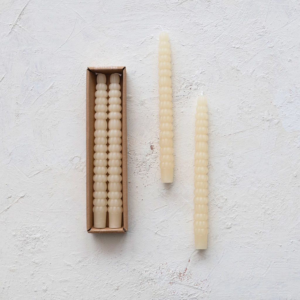 Ivory Pumpkin Shaped 10" Taper Candles | Set of 2 - Freshie & Zero Studio Shop