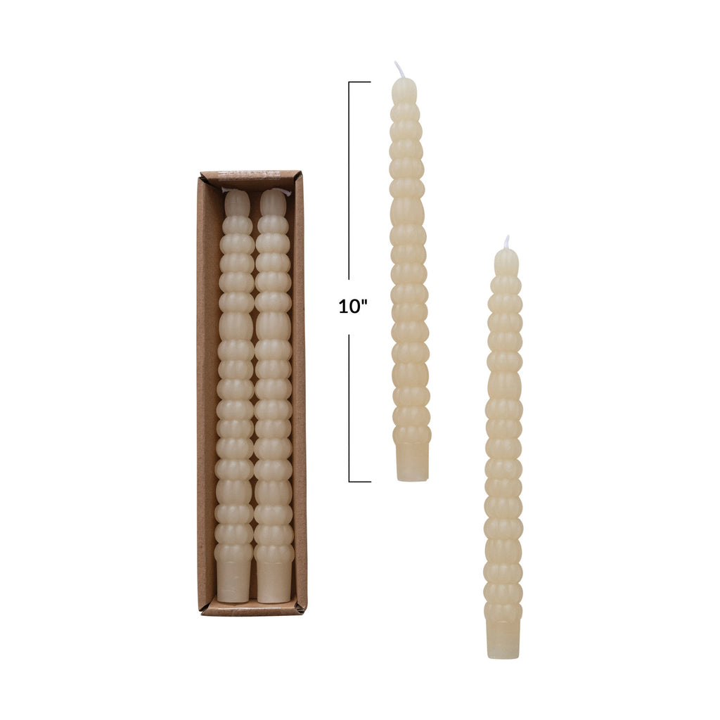 Ivory Pumpkin Shaped 10" Taper Candles | Set of 2 - Freshie & Zero Studio Shop