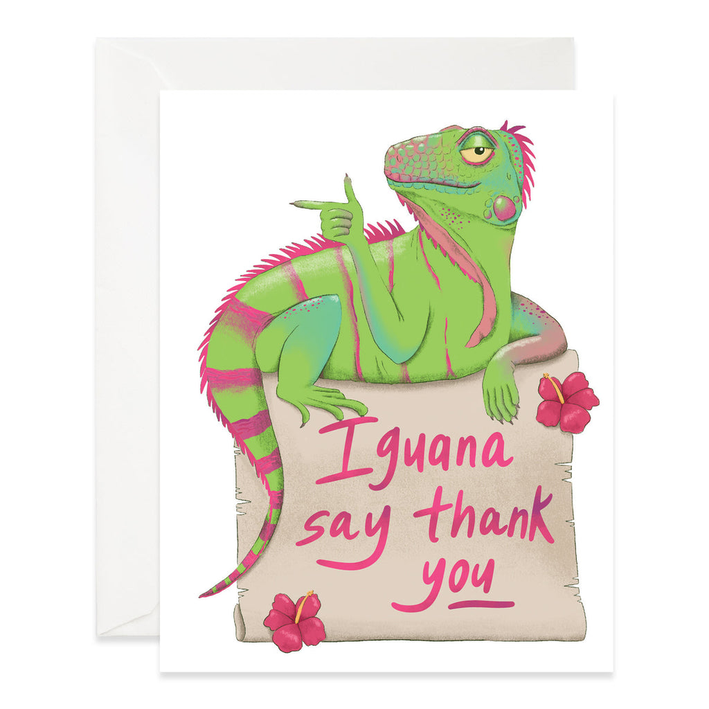 Iguana Say Thank You Greeting Card - Freshie & Zero Studio Shop