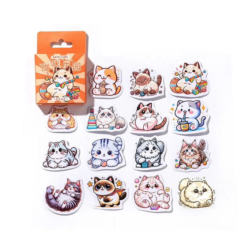 Little Box of Kawaii Paper Stickers: Playful Cats - Freshie & Zero Studio Shop