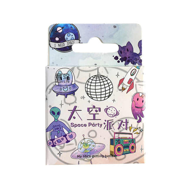 Little Box of Kawaii Paper Stickers: Space Party - Freshie & Zero Studio Shop