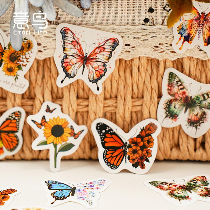Little Box of Kawaii Paper Stickers: Floral Butterflies - Freshie & Zero Studio Shop