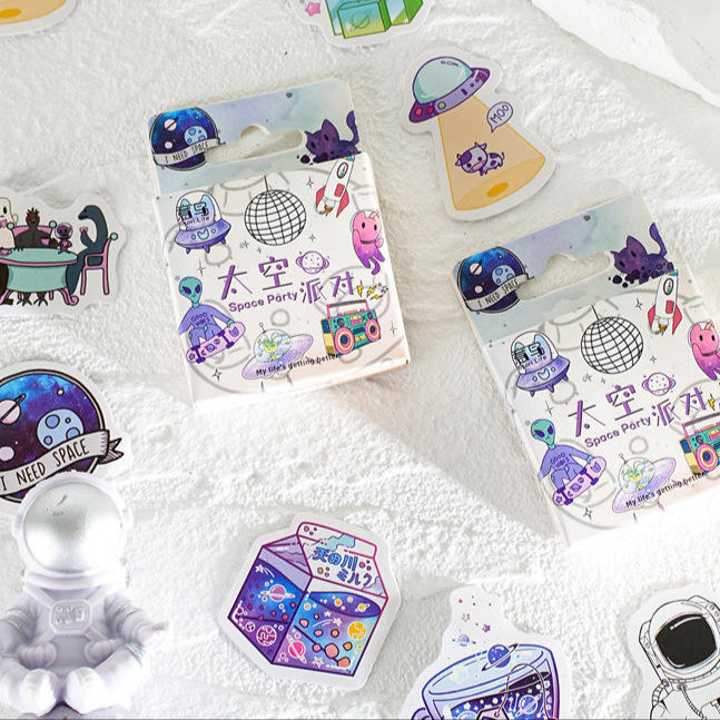 Little Box of Kawaii Paper Stickers: Space Party - Freshie & Zero Studio Shop