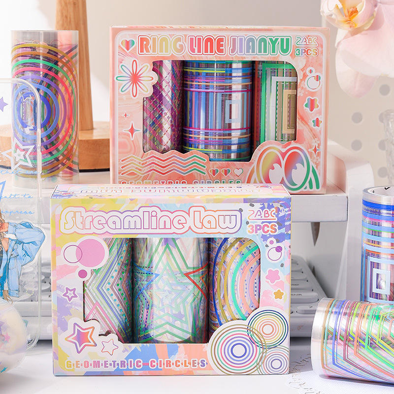 Geometric Waterproof Stickers: 3 Big Rolls - Freshie & Zero Studio Shop