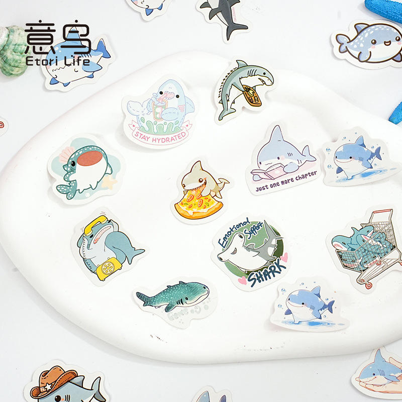 Little Box of Kawaii Paper Stickers: Little Sharks - Freshie & Zero Studio Shop