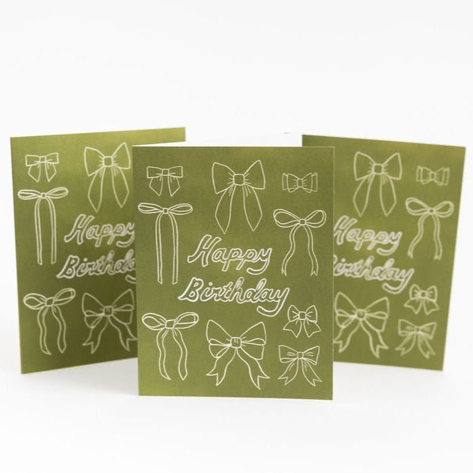 Olive Bows Birthday Card - Freshie & Zero Studio Shop