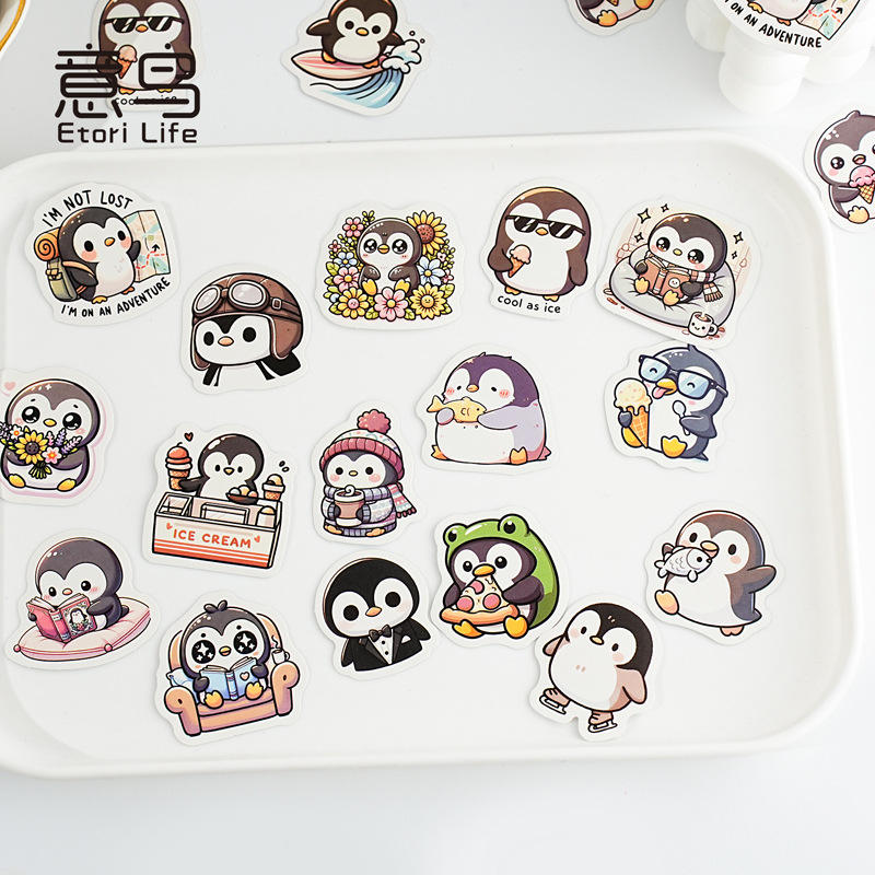 Little Box of Kawaii Paper Stickers: Cool Penguin - Freshie & Zero Studio Shop