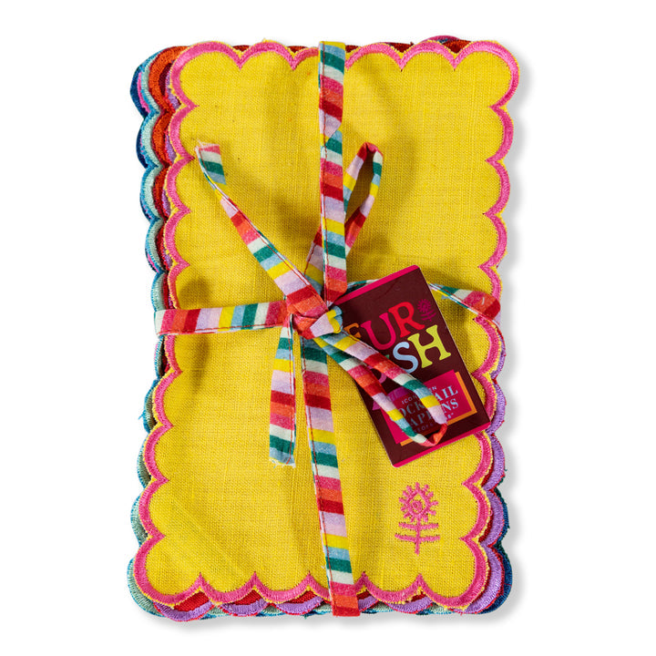 Rainbow Linen Cocktail Napkins by Furbish - Set of 6 - Freshie & Zero Studio Shop