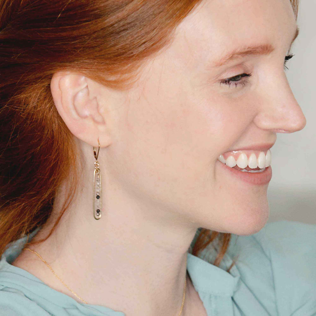 lyric earrings with black tourmaline quartz - Freshie & Zero Studio Shop