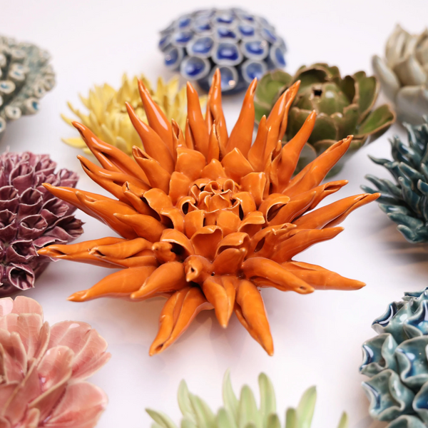 Ceramic Bloom: Large Orange Flower - Freshie & Zero Studio Shop
