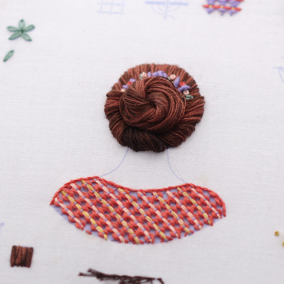 Embroidery Sampler Kit: Floral Bun - Freshie & Zero Studio Shop