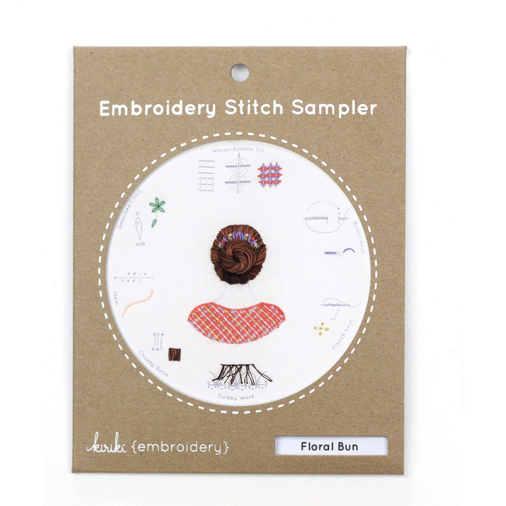 Embroidery Sampler Kit: Floral Bun - Freshie & Zero Studio Shop