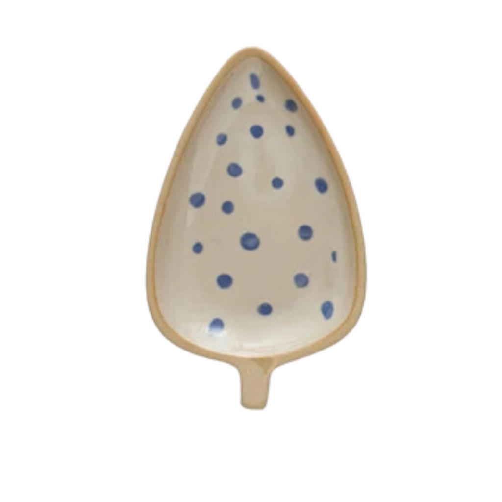 Blue Painted Leaf Trinket Dish - Freshie & Zero Studio Shop