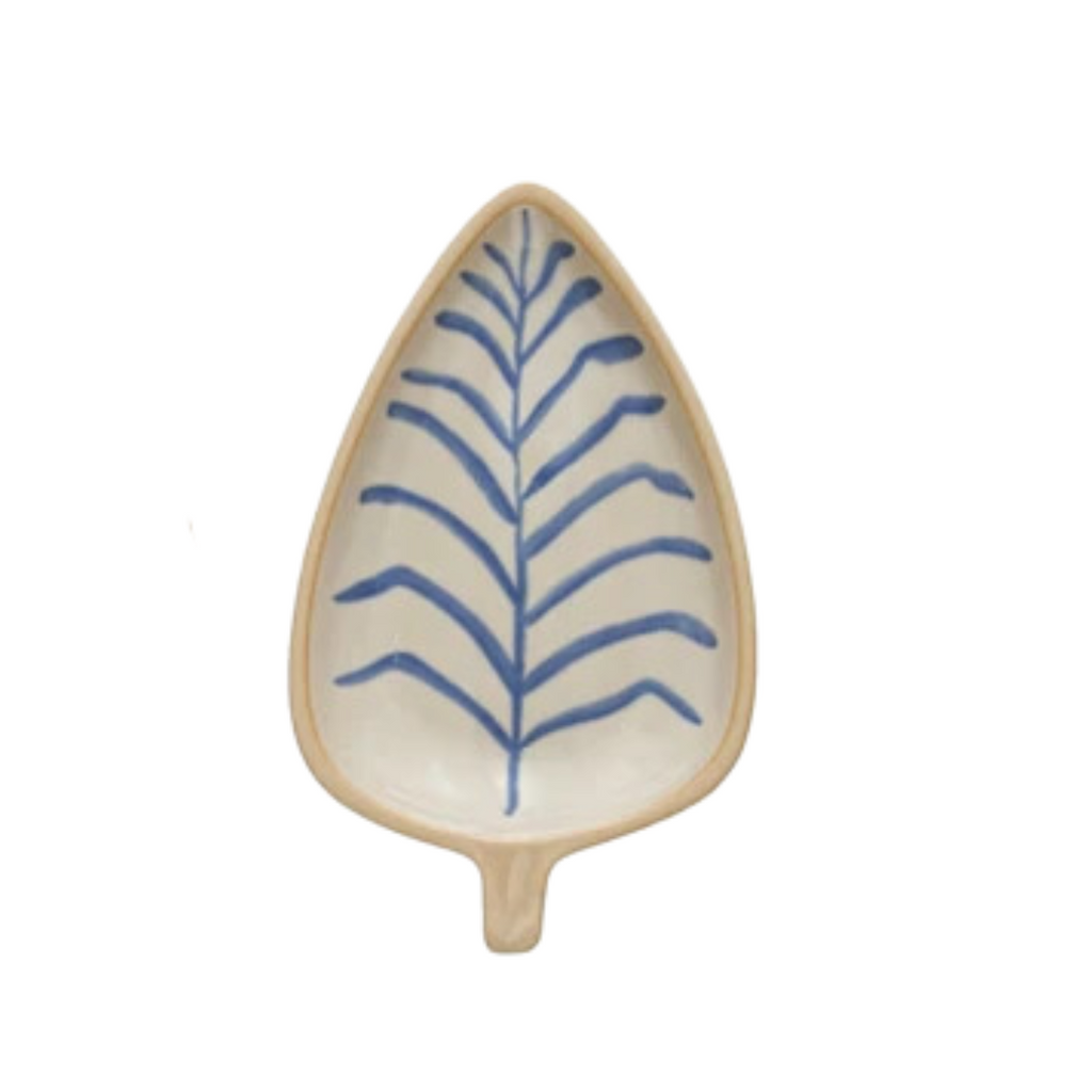 Blue Painted Leaf Trinket Dish - Freshie & Zero Studio Shop