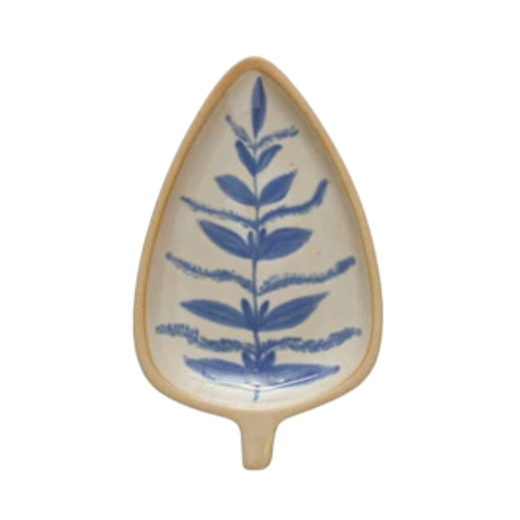 Blue Painted Leaf Trinket Dish - Freshie & Zero Studio Shop