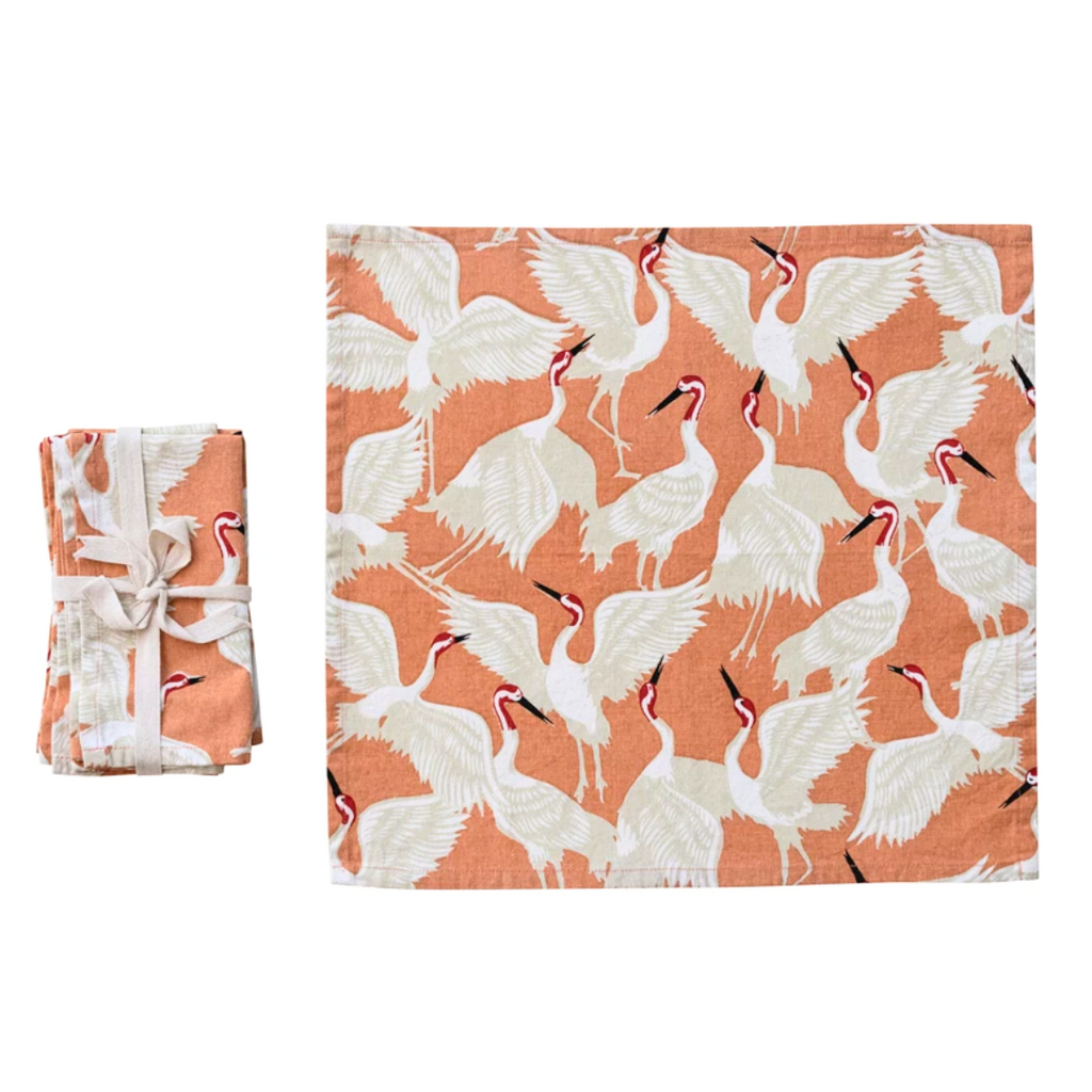 Crane Pattern Cotton Napkins - Set of 4 - Freshie & Zero Studio Shop