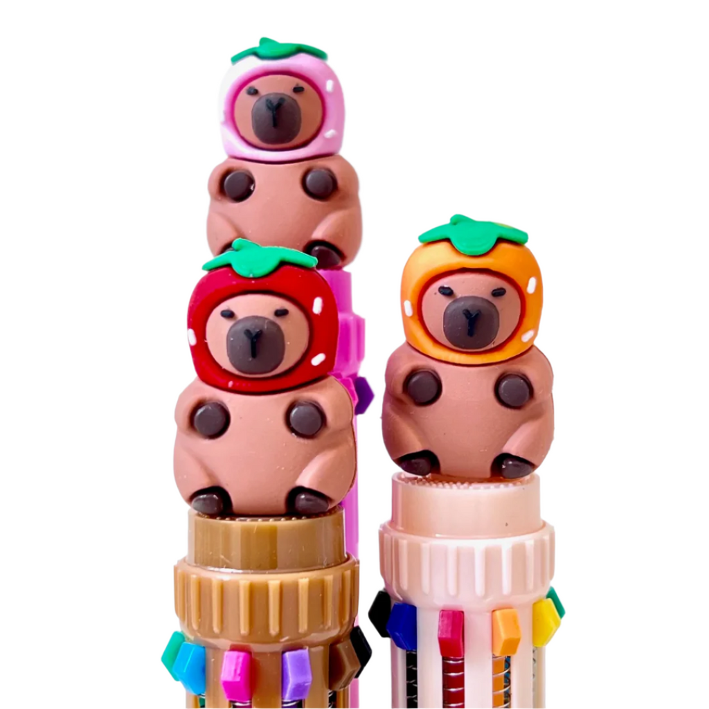 Kawaii Capybara Multicolor Retractable Gel Pens - Freshie & Zero Studio Shop