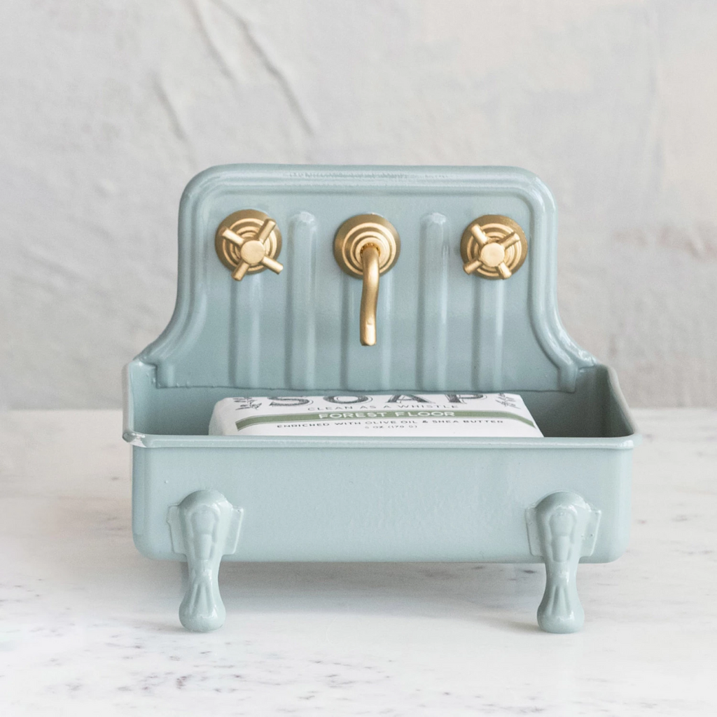 Mini Metal Sink Soap Dish - Grey/Blue - Freshie & Zero Studio Shop