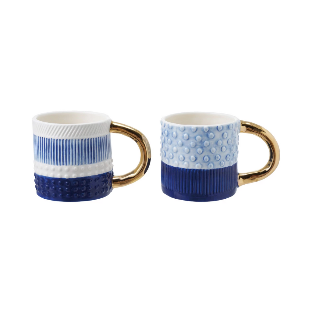 Stoneware Patterned Mug with Gold Handle - Freshie & Zero Studio Shop
