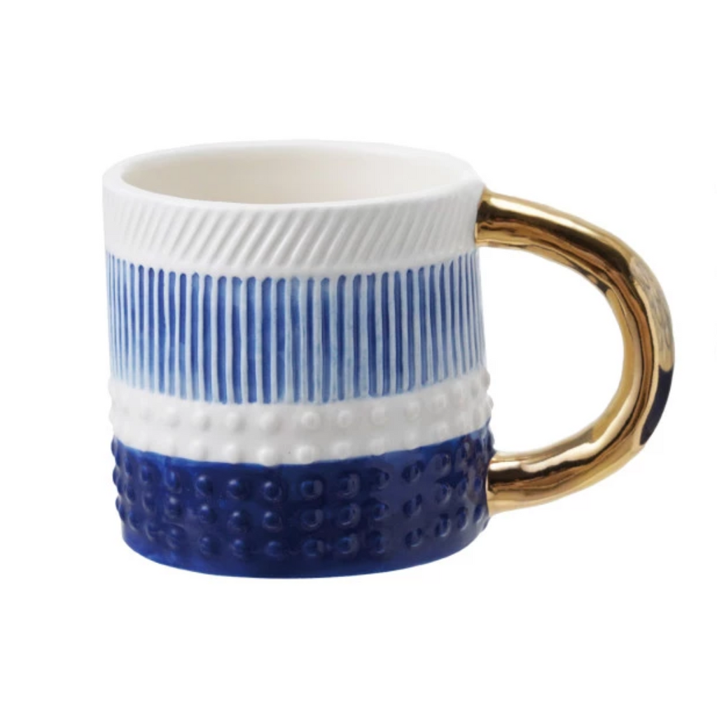 Stoneware Patterned Mug with Gold Handle - Freshie & Zero Studio Shop