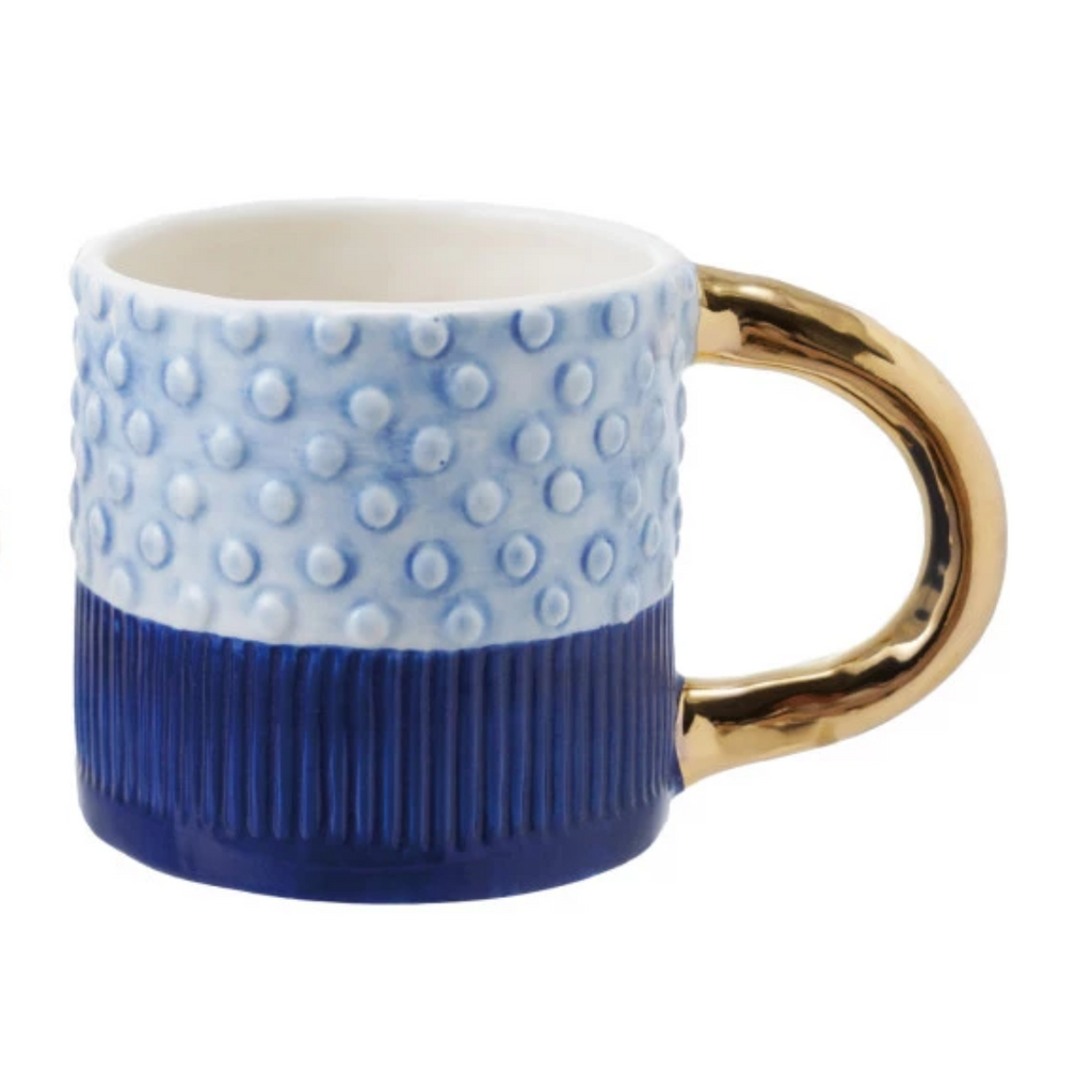 Stoneware Patterned Mug with Gold Handle - Freshie & Zero Studio Shop
