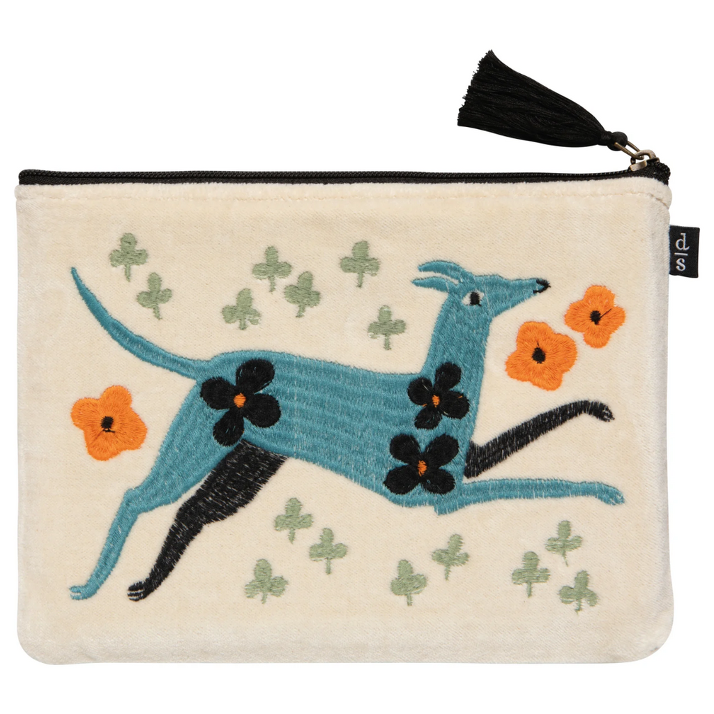 Dogwood Embroidered Large Flat Pouch - Freshie & Zero Studio Shop