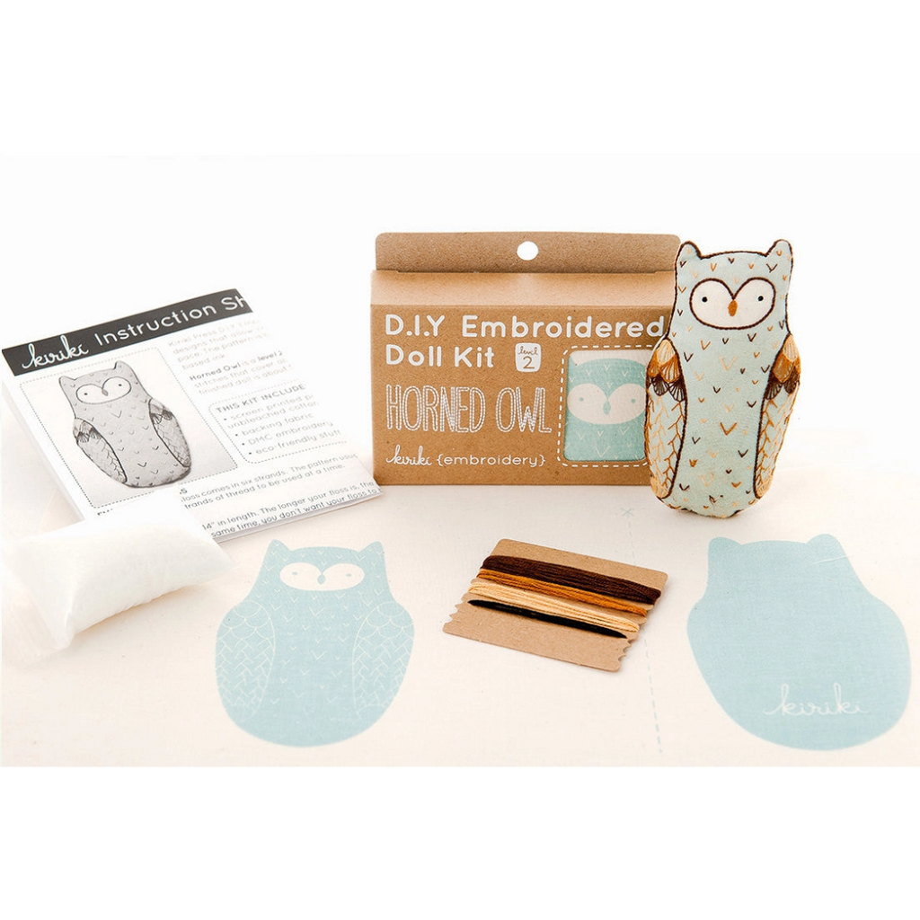 Embroidery Mini Plush Kit - Horned Owl | Level 2 - Freshie & Zero Studio Shop