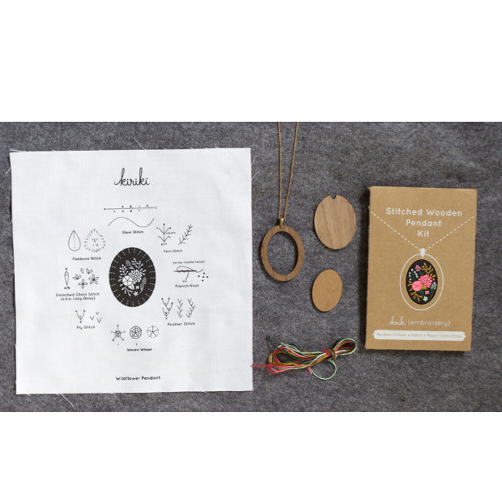 Embroidery Pendant Kit: Delft Daisy | Intermediate - Freshie & Zero Studio Shop