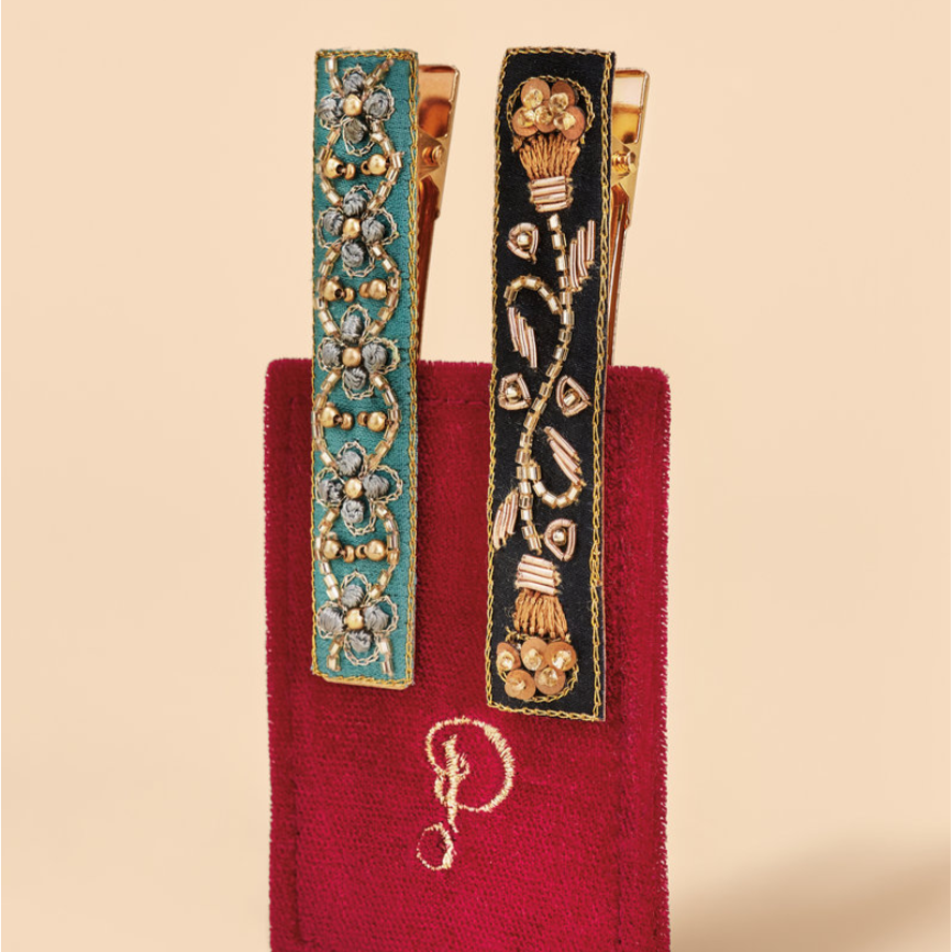 Powder Beaded Hair Clips: Set of 2 - Freshie & Zero Studio Shop