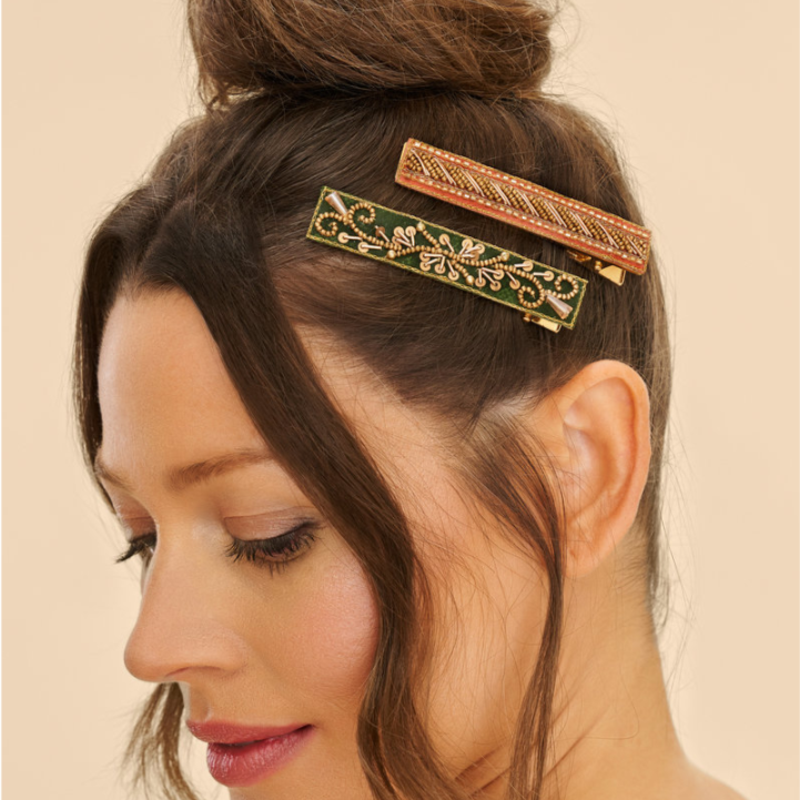 Powder Beaded Hair Clips: Set of 2 - Freshie & Zero Studio Shop