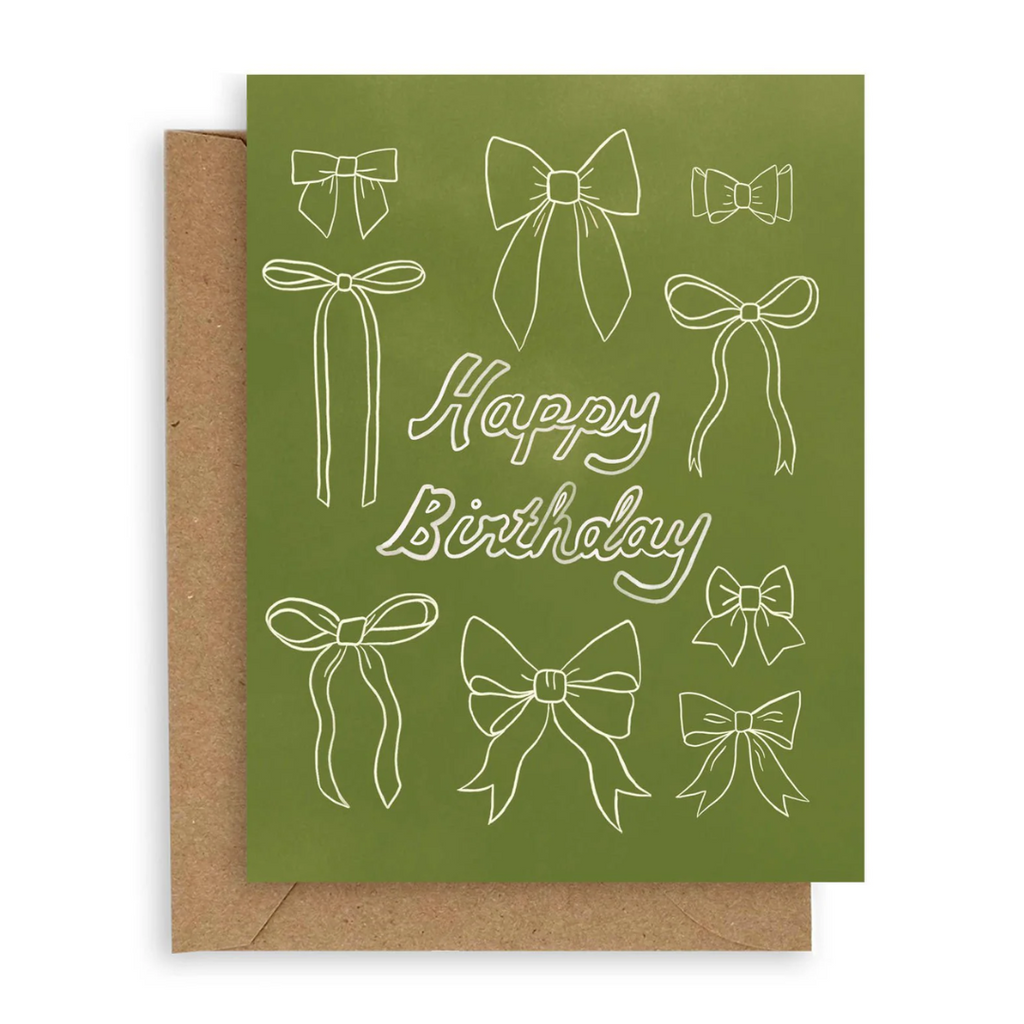 Olive Bows Birthday Card - Freshie & Zero Studio Shop