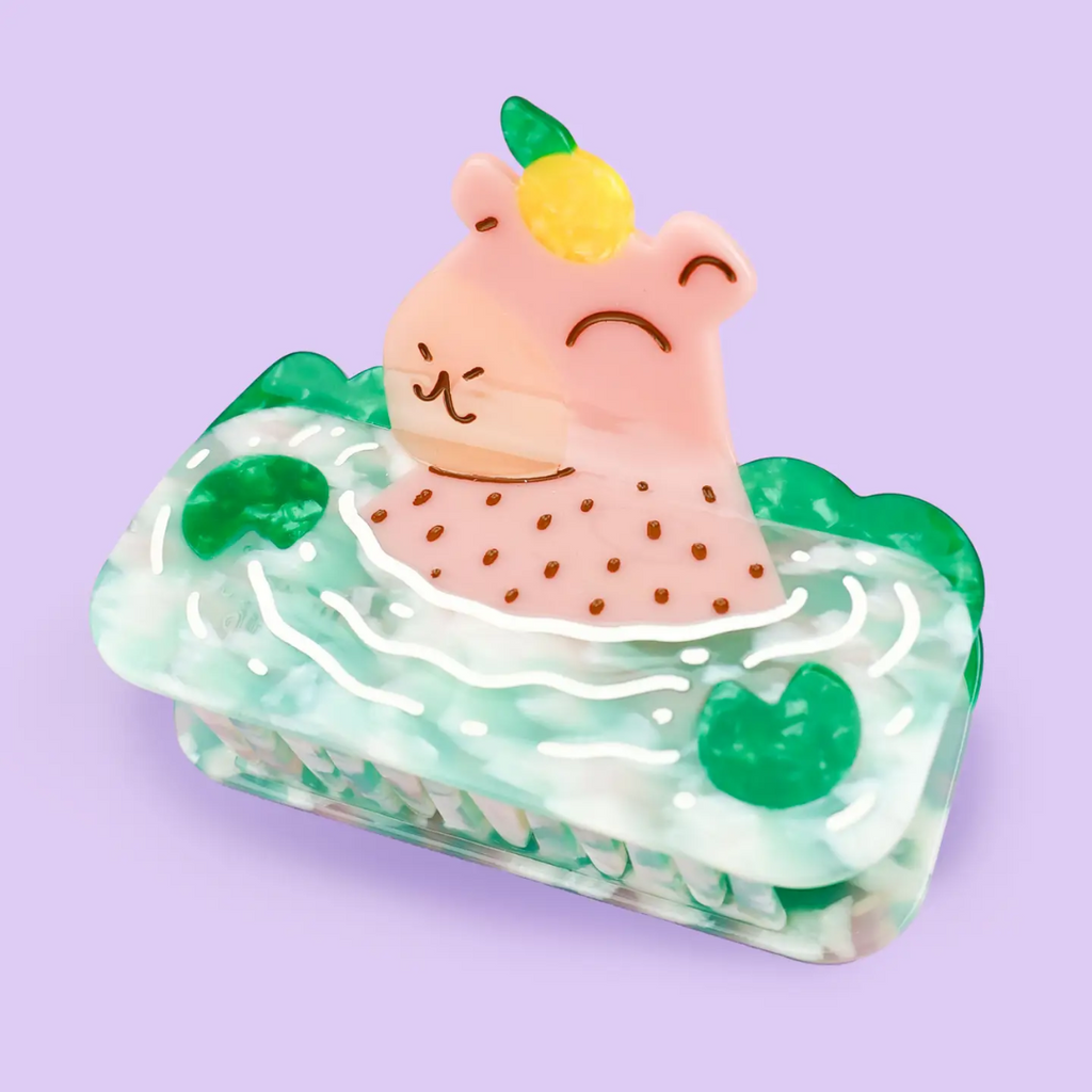 Cute Swimming Capybara XL Hair Claw - Freshie & Zero Studio Shop